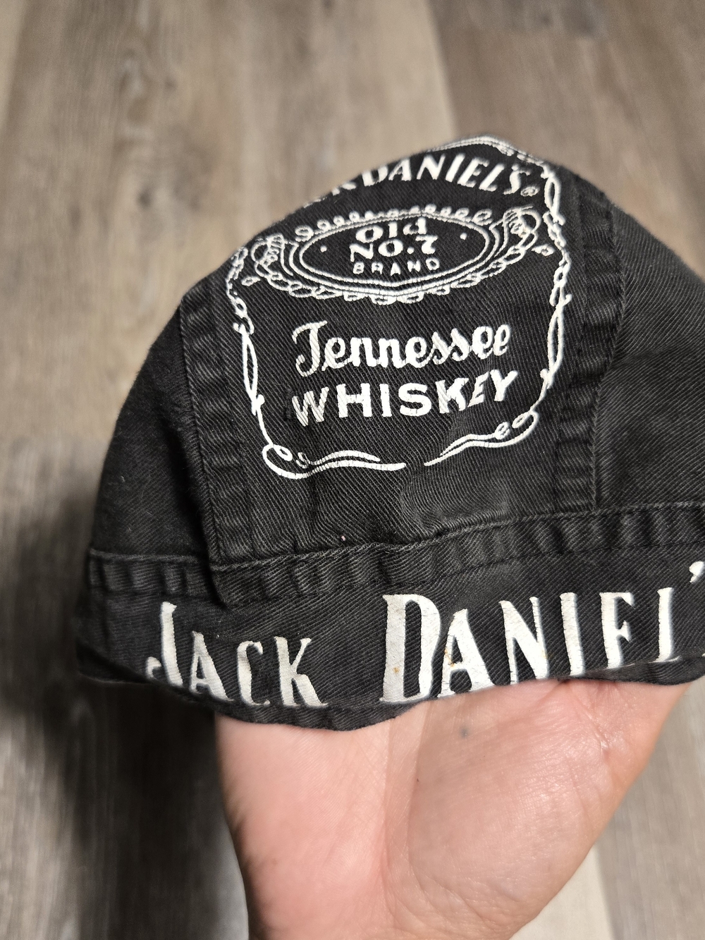 Official Licensed Jack Daniel's Black Denim Biker Tie-Back Bandana Cap / Do-Rag